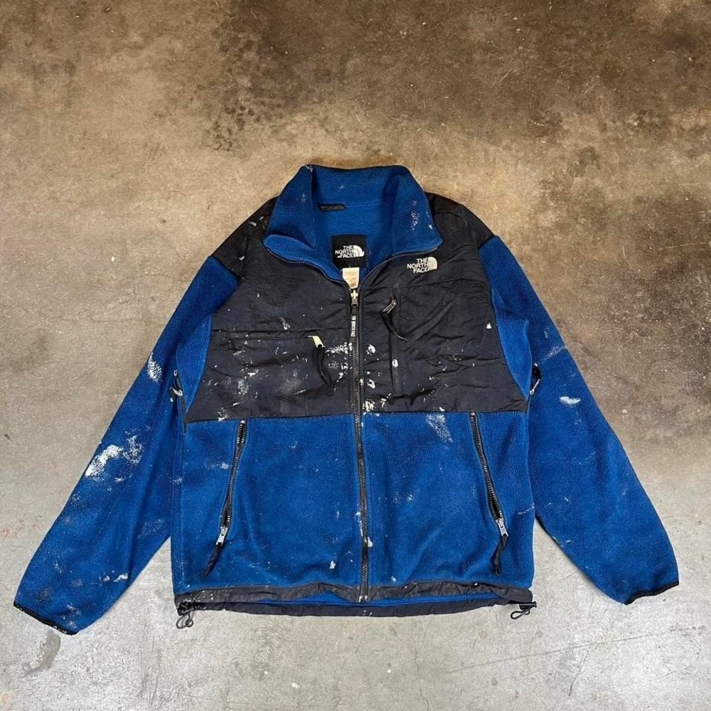 The‎ North Face Fleece Jacket Blue Black Mens M Zip Up Outdoor